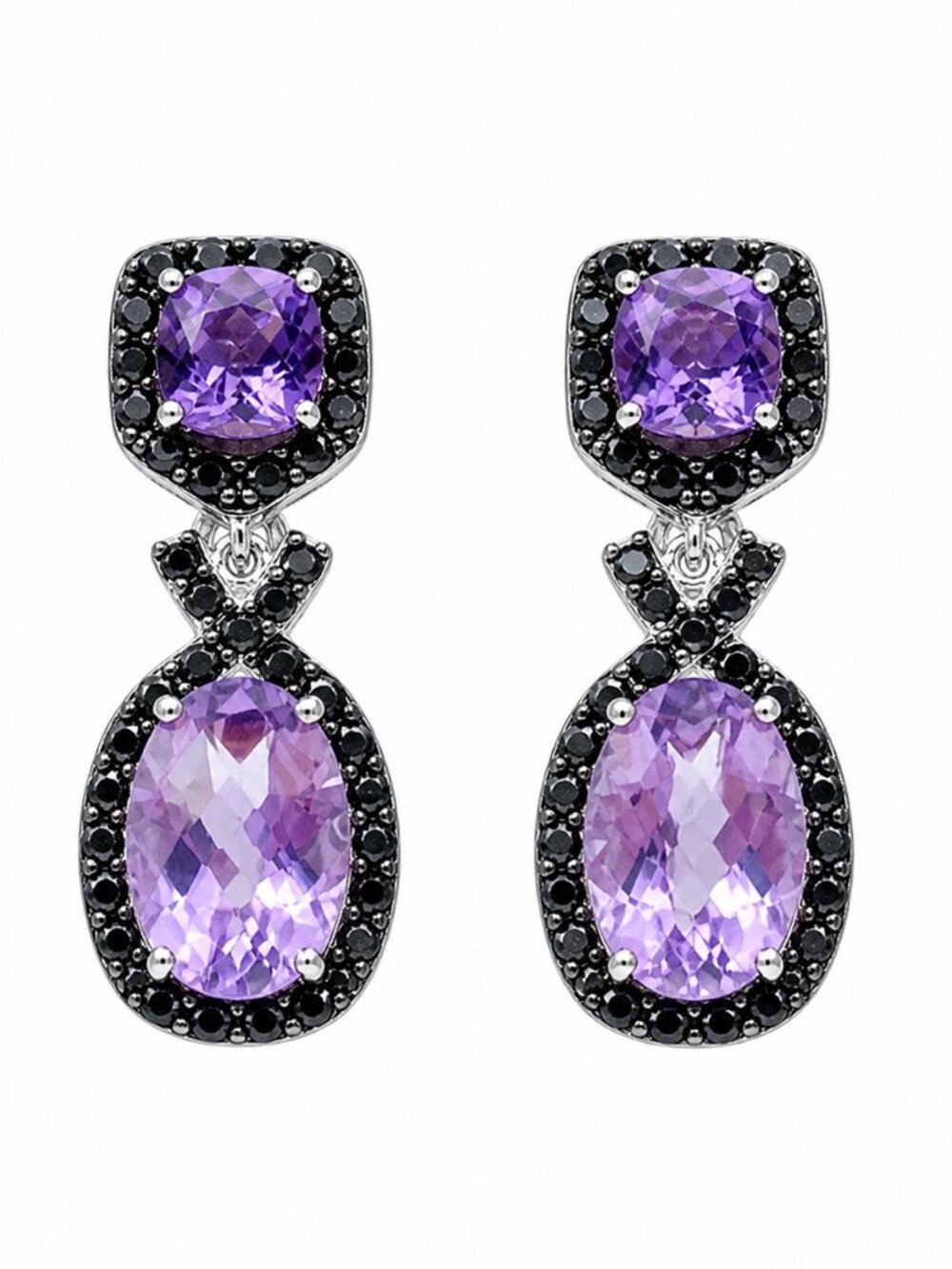 Simply Savvy “Midnight Amethyst Drops” – Sterling Silver Amethyst & Black Spinel